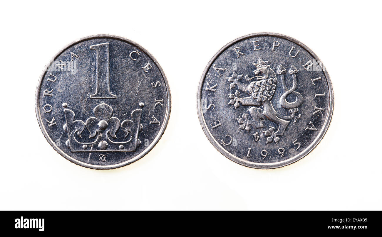 one Czech koruna. coin Stock Photo