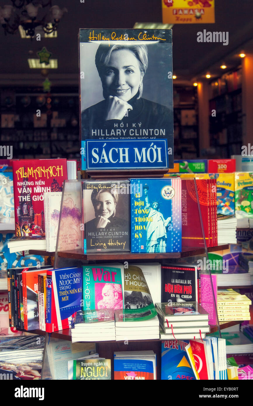 A book store in Ho Chi Minh City Vietnam featuring Hilary Clinton's book. Stock Photo
