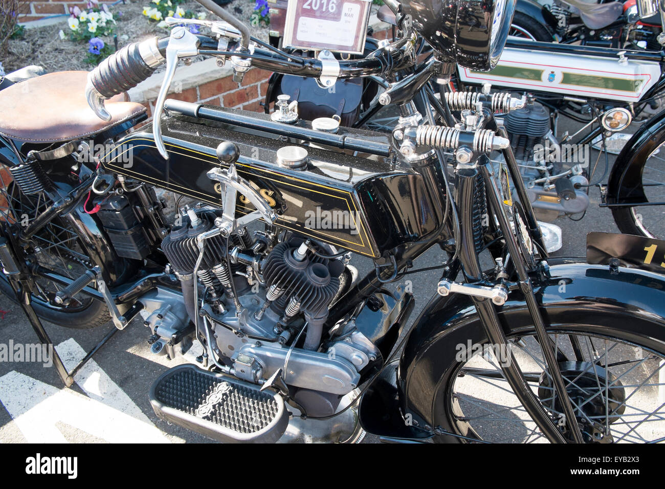 Sydney, Australia. 26th July, 2015. Pictured a AJS v twin D motorcycle motorbike from 1924. Credit:  model10/Alamy Live News Stock Photo