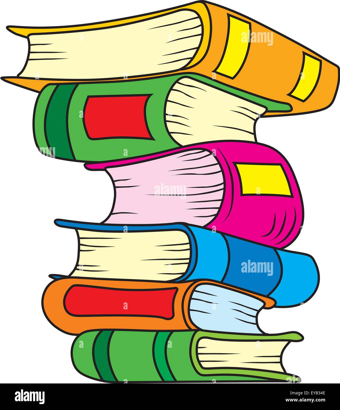 Vector illustration of six books in stack Stock Vector