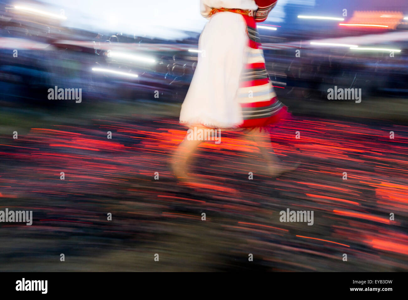 Nestinarstvo is a fire ritual originally performed in several Bulgarian and Greek villages. It involves a barefoot dance on smou Stock Photo