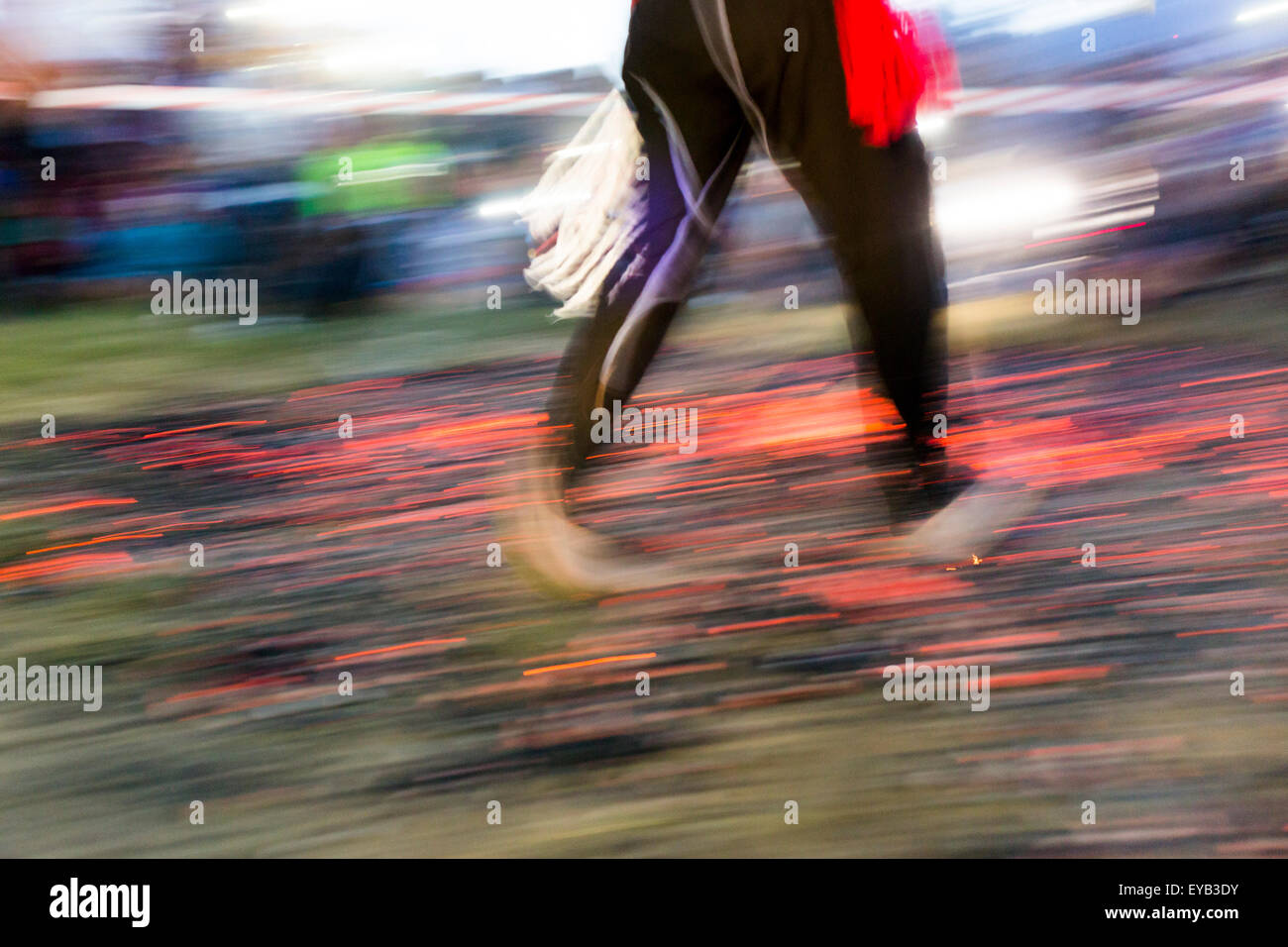 Nestinarstvo is a fire ritual originally performed in several Bulgarian and Greek villages. It involves a barefoot dance on smou Stock Photo