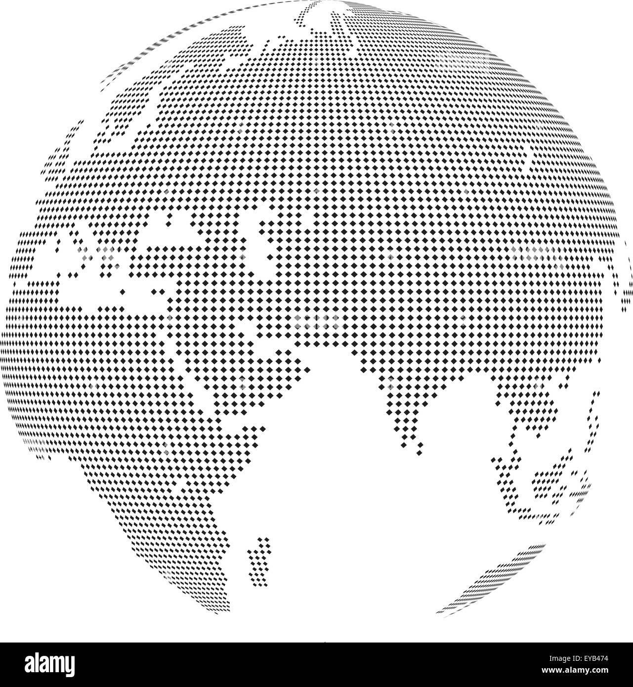 Vector illustration of world globe with square dots Stock Vector
