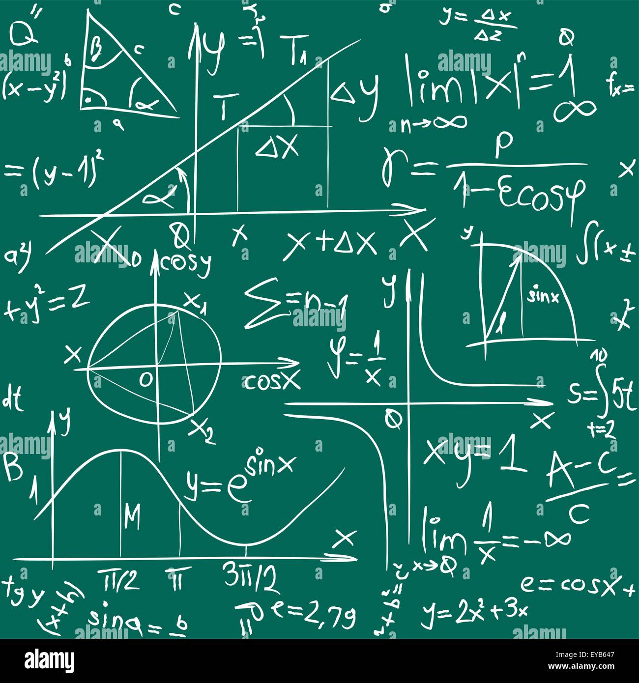 Vector Seamless Illustration of Trigonometry Pattern Background Stock Vector