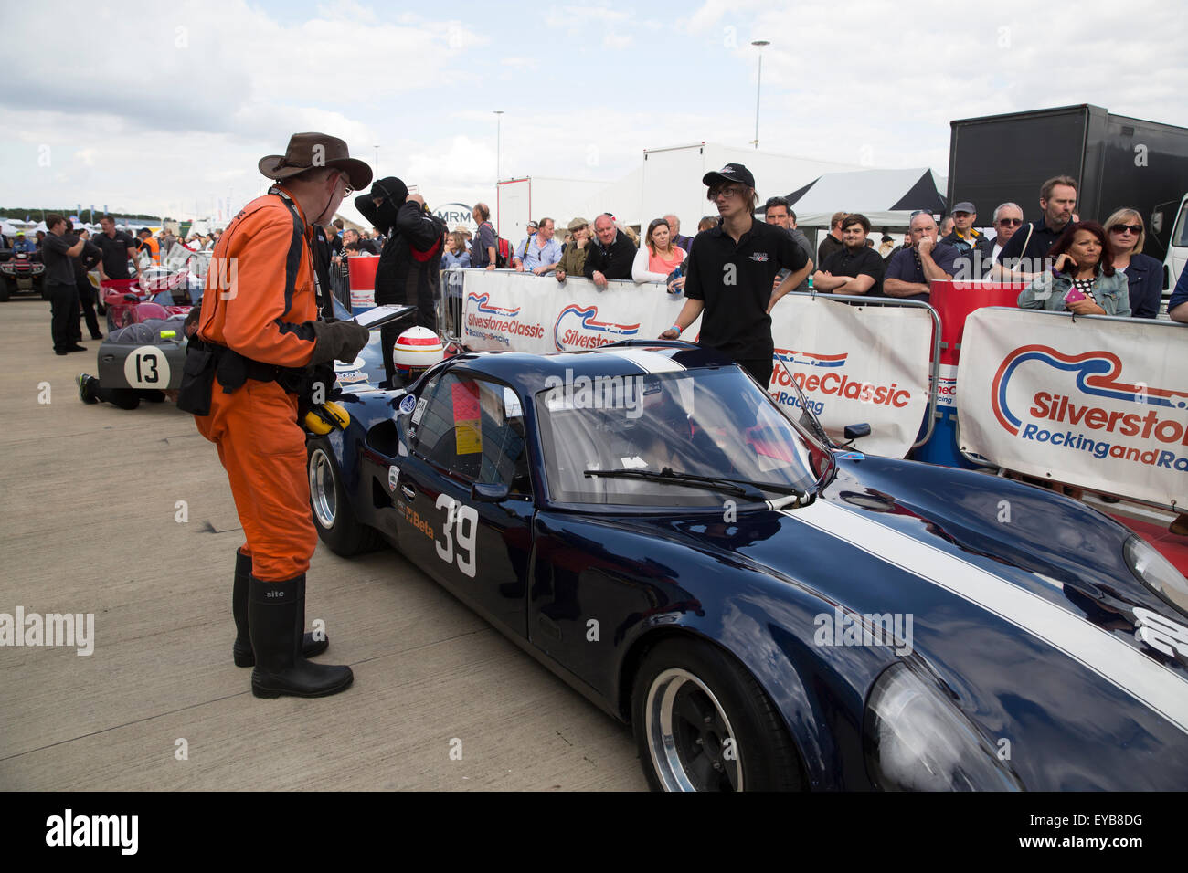 Silverstone, UK. 25th July, 2015. Chevron B8 in the pitts before the F1A Masters Historic Sports Cars race Silverstone Classic  2015 The worlds biggest classic motor racing festival. Credit:  Keith Larby/Alamy Live News Stock Photo