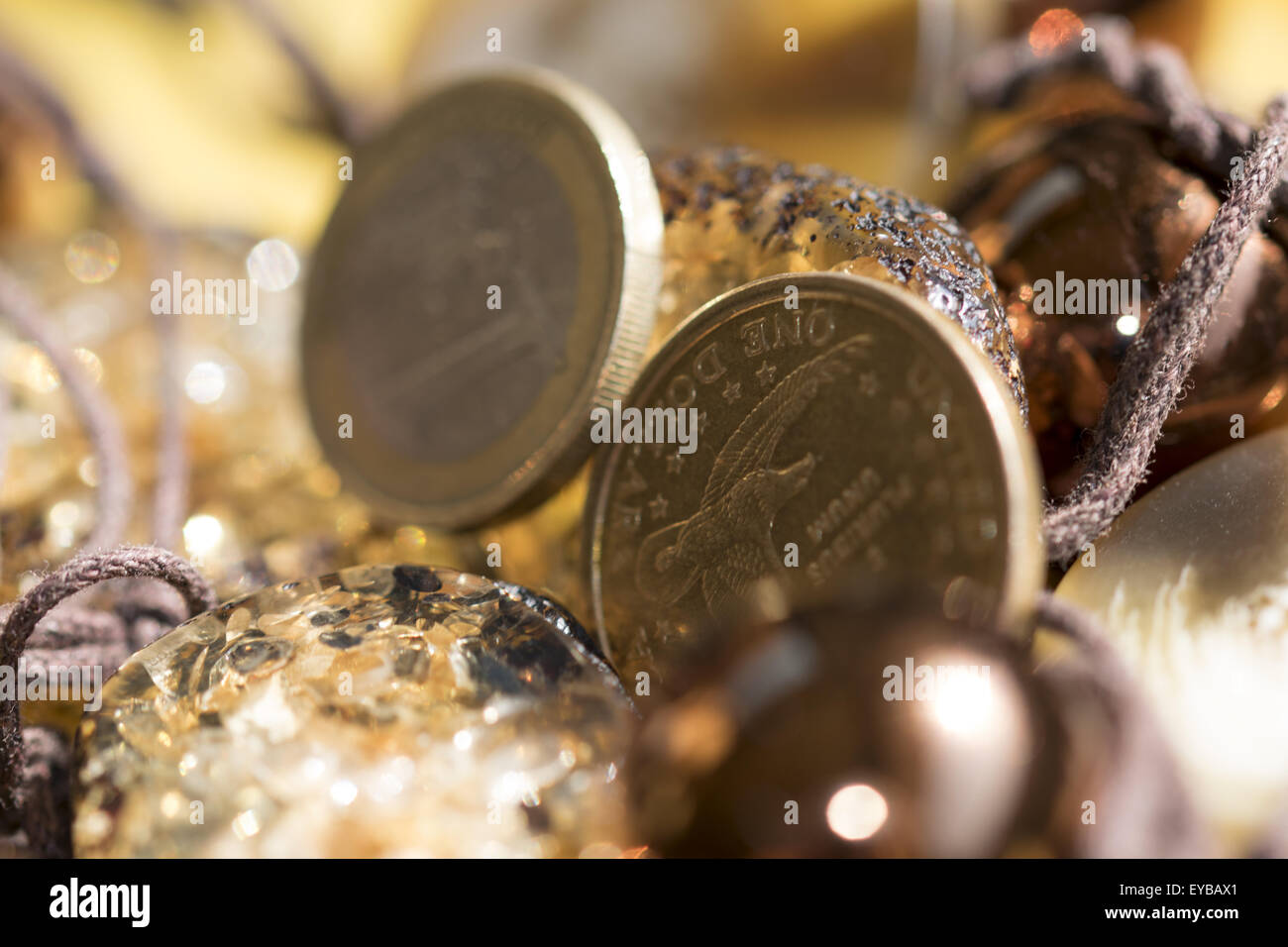 rare precious stones and money Stock Photo