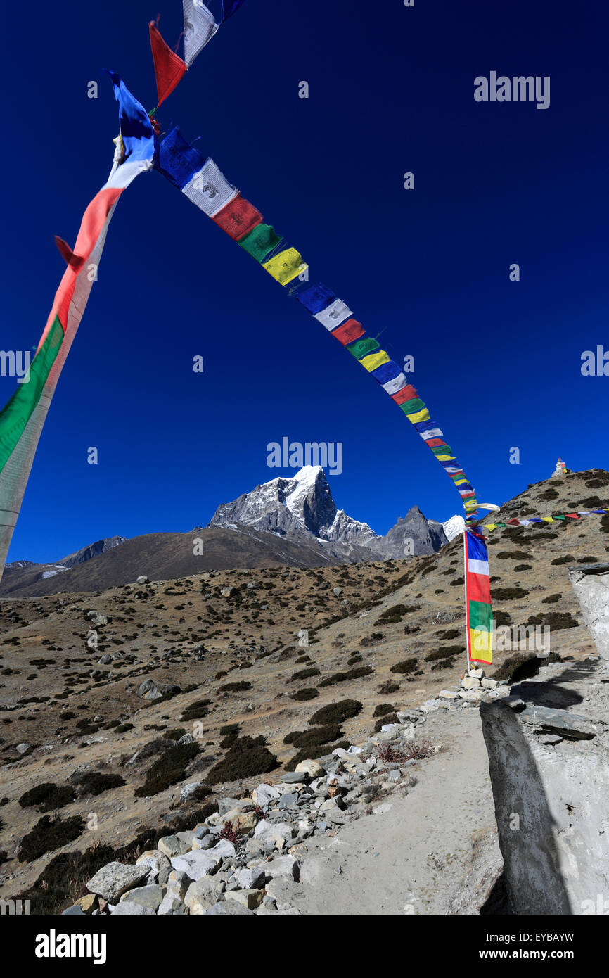 Summit of Tabouche mountain, Everest base camp trek, Sagarmatha National Park, UNESCO World Heritage Site, Solu-Khumbu district, Stock Photo