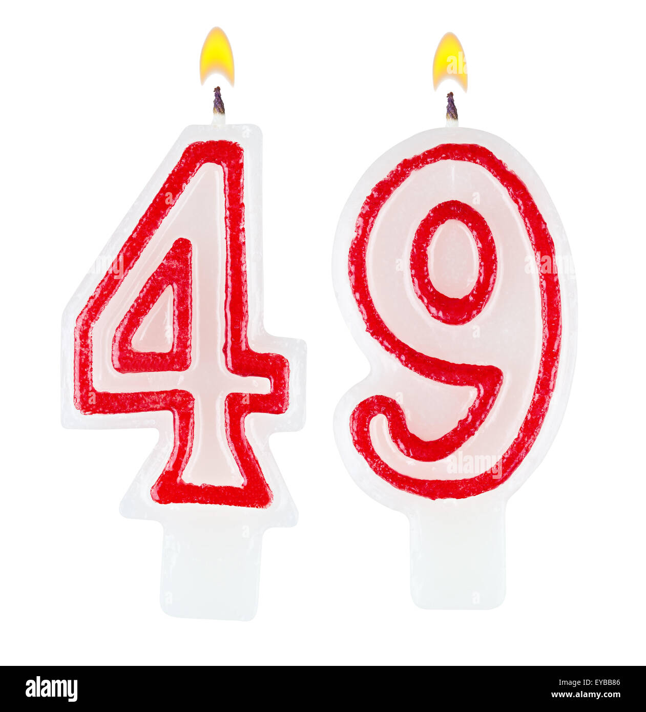 Birthday candles number forty nine isolated on white background Stock Photo  - Alamy
