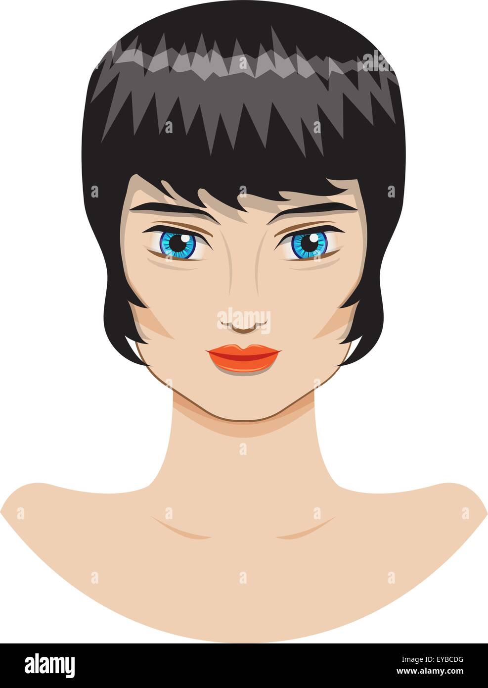 Vector portrait of a beautiful girl with a short haircut Stock Vector ...
