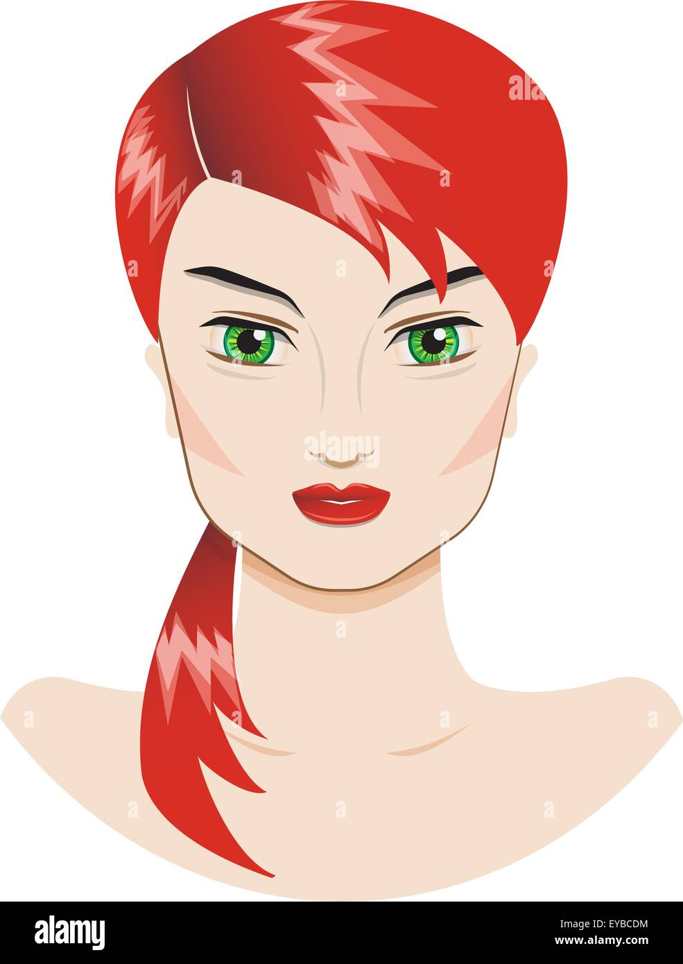 Vector portrait of a beautiful girl with a red hair Stock Vector Image ...