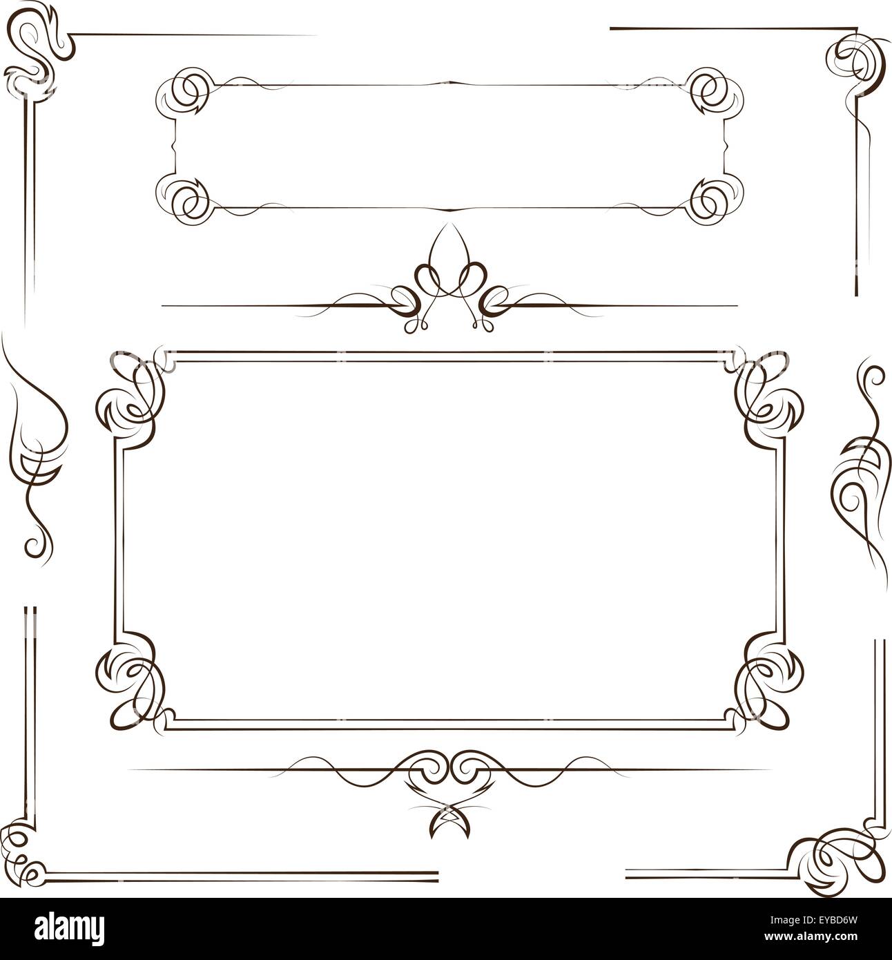 Vintage multilayer set vector frame and border with swirls Stock Vector ...