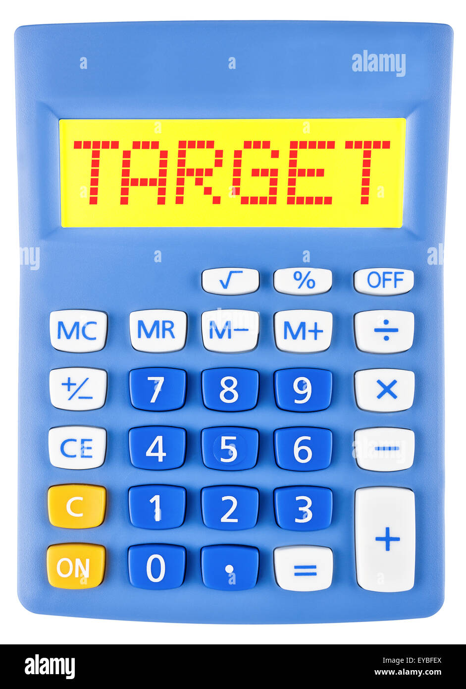 Calculator with TARGET on display isolated on white background Stock