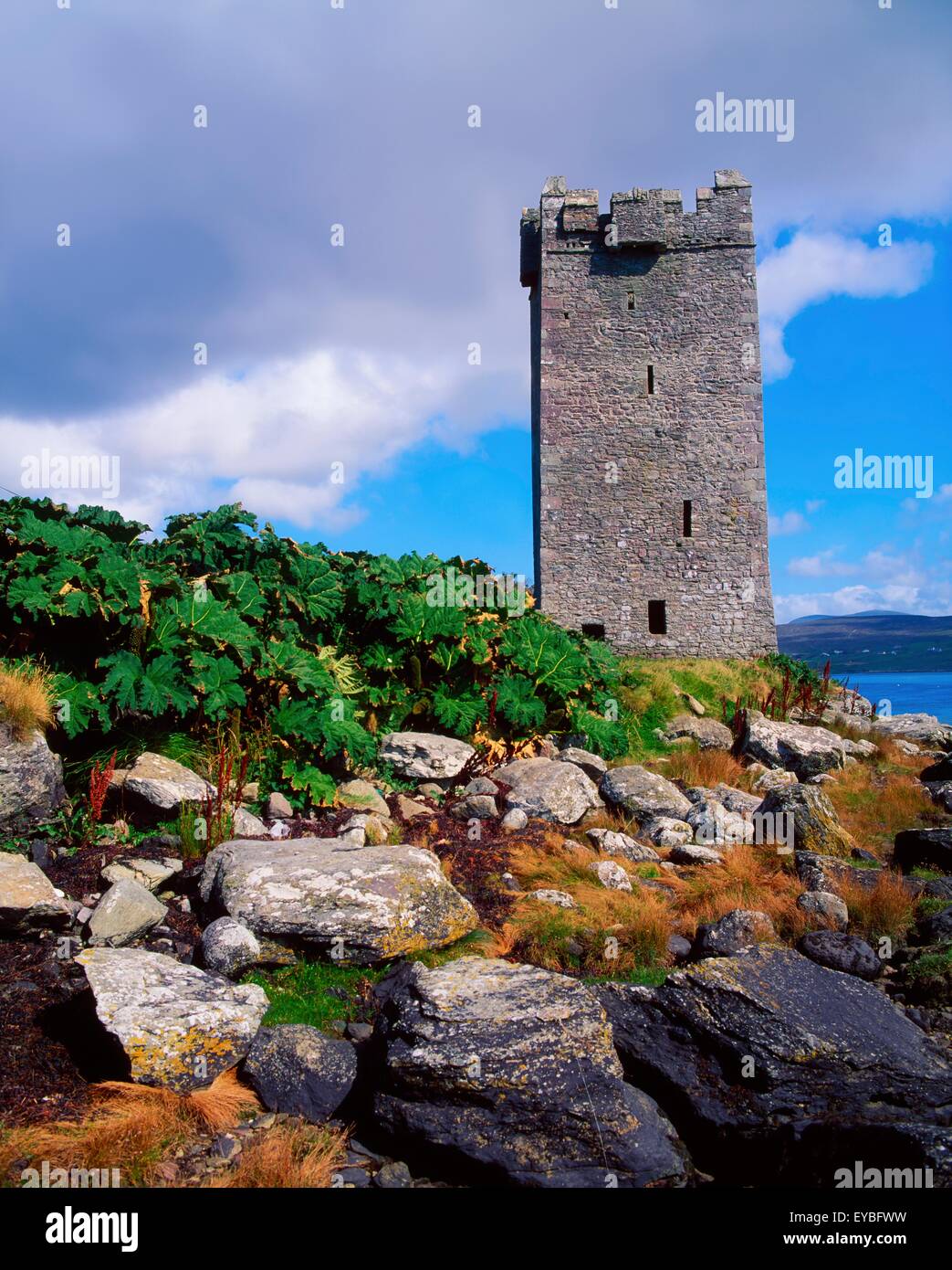Kildownet Castle, Achill Island, Co Mayo, Ireland; Castle Occupied By Grace O'malley In The 16Th Century Stock Photo