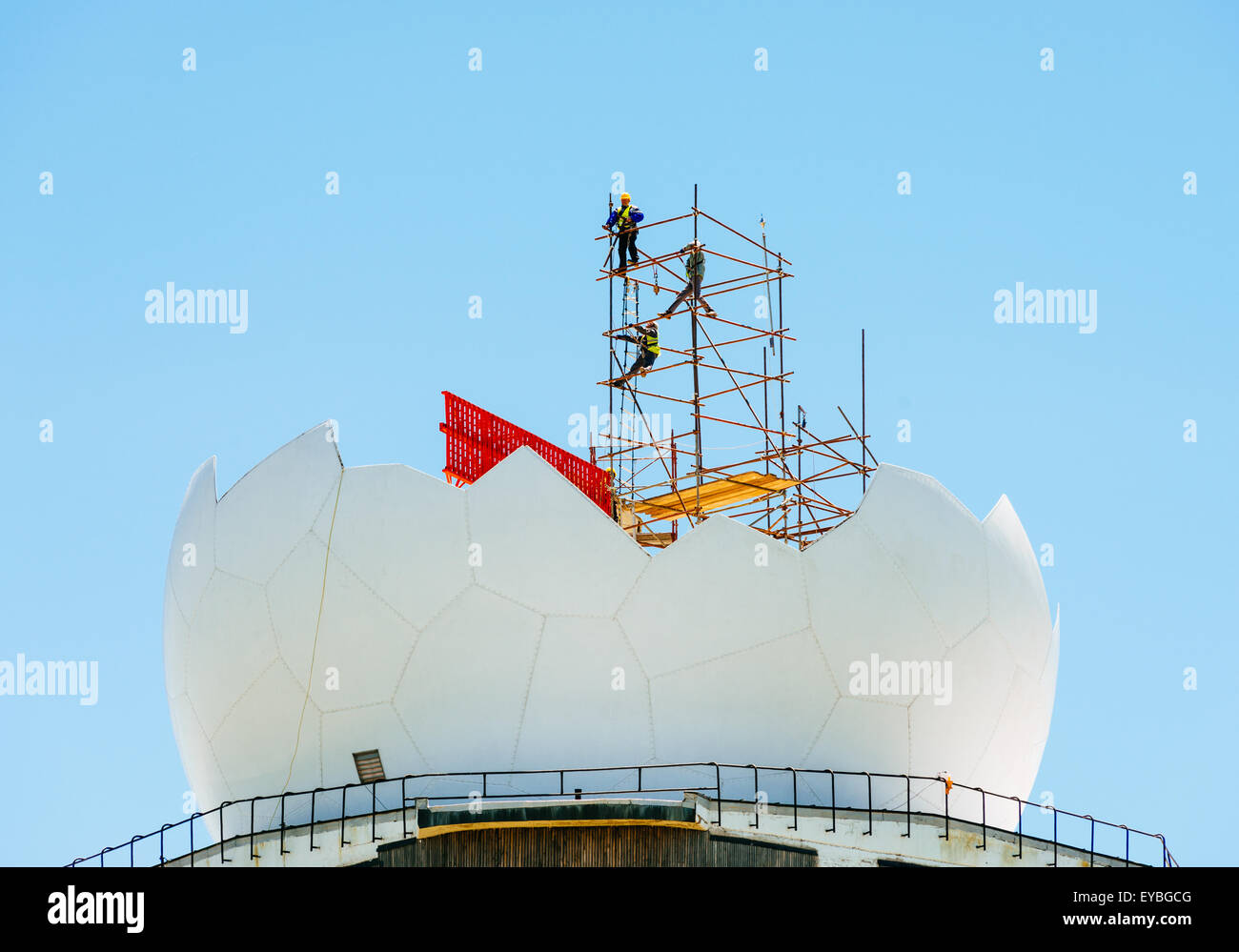 Construction of radar system Сherni Vrah on Vitosha mountain near Sofia, Bulgaria Stock Photo