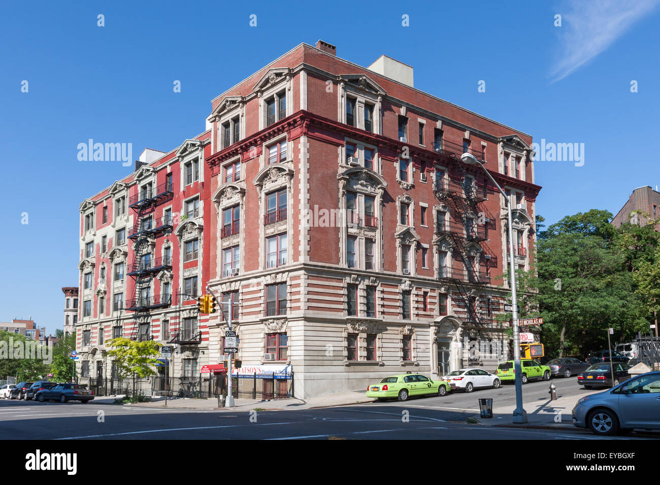 Beaux-arts apartment buildings in Hamilton Heights / West Harlem in New York City. Stock Photo