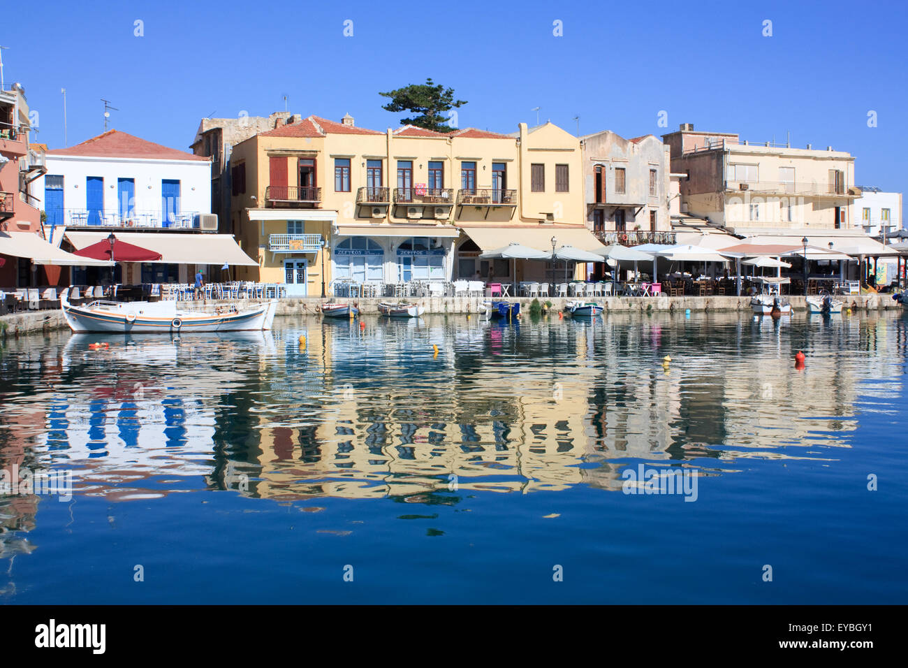 Old venetian harbor in Rethymno Stock Photo