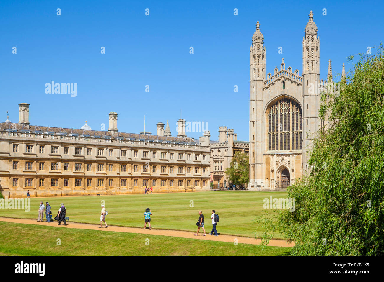 Back Lawn, Clare College and Kings College Chapel Cambridge University ...