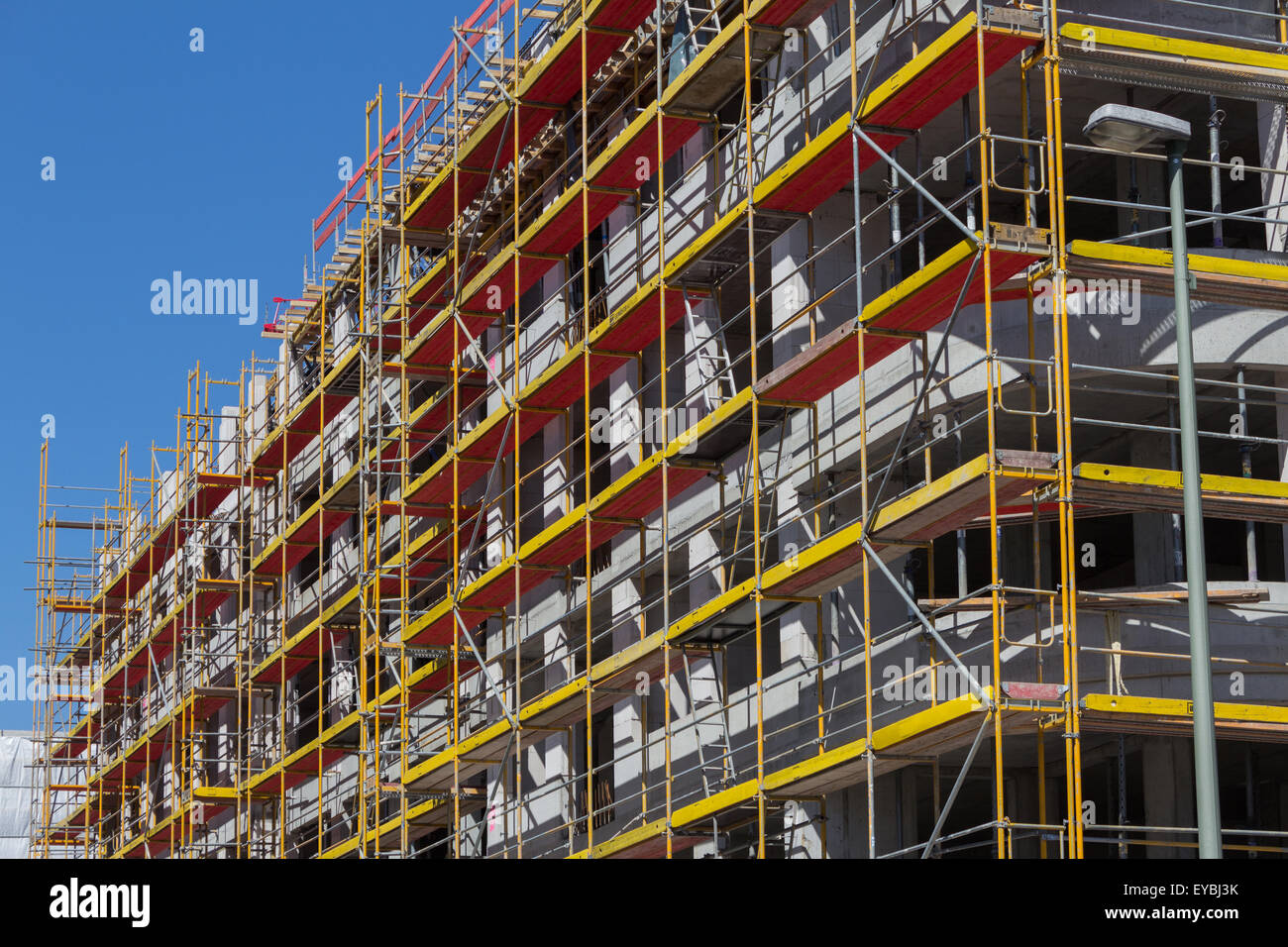 scaffolding on building facade construction site Stock Photo