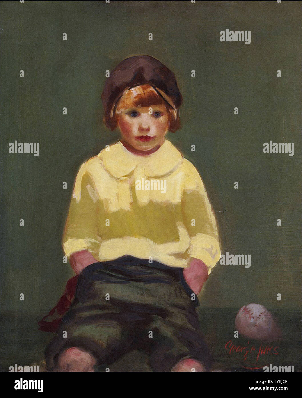 George Luks  Boy with Baseball Stock Photo