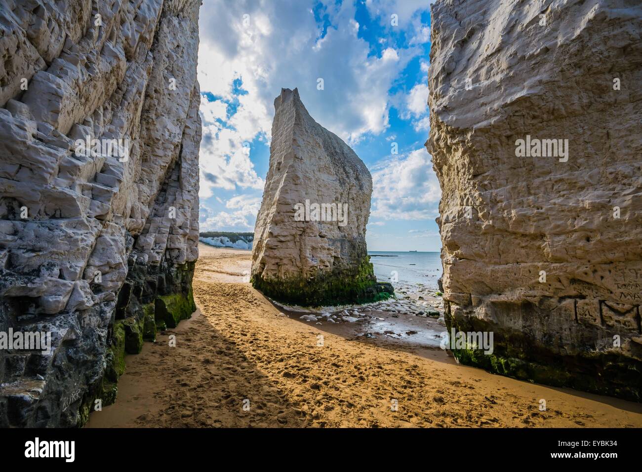 The lone chalk stack of Botany Bay in Kent Stock Photo