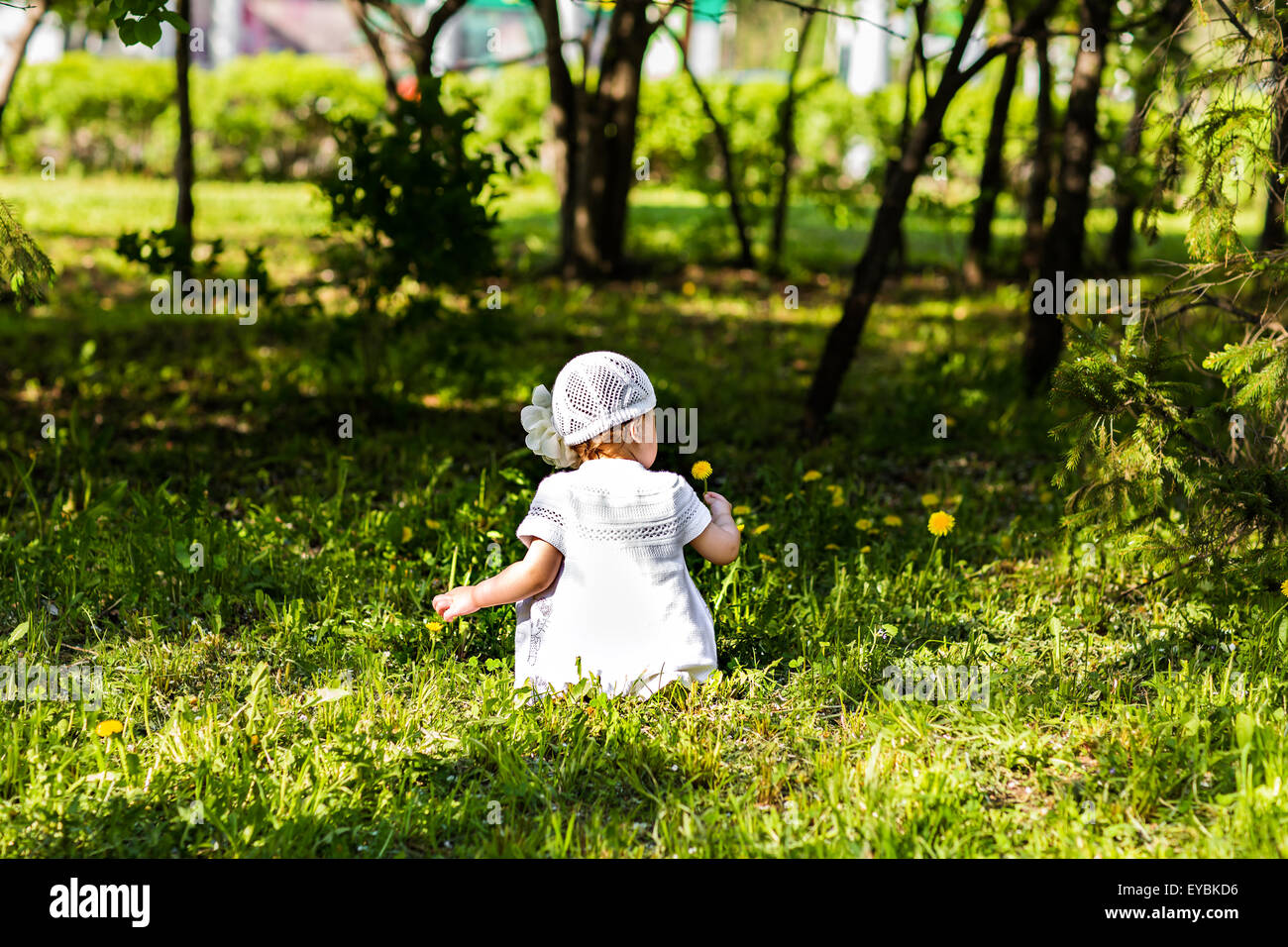 little girl playing in the grass Stock Photo - Alamy
