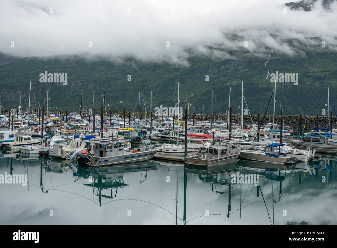 Boats in the harbor of Whittier, Alaska Stock Photo Alamy