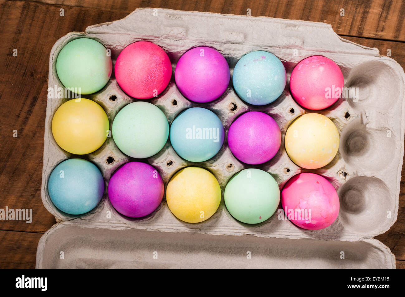 Paper egg carton of colorful naturally dyed Easter eggs Stock Photo Alamy