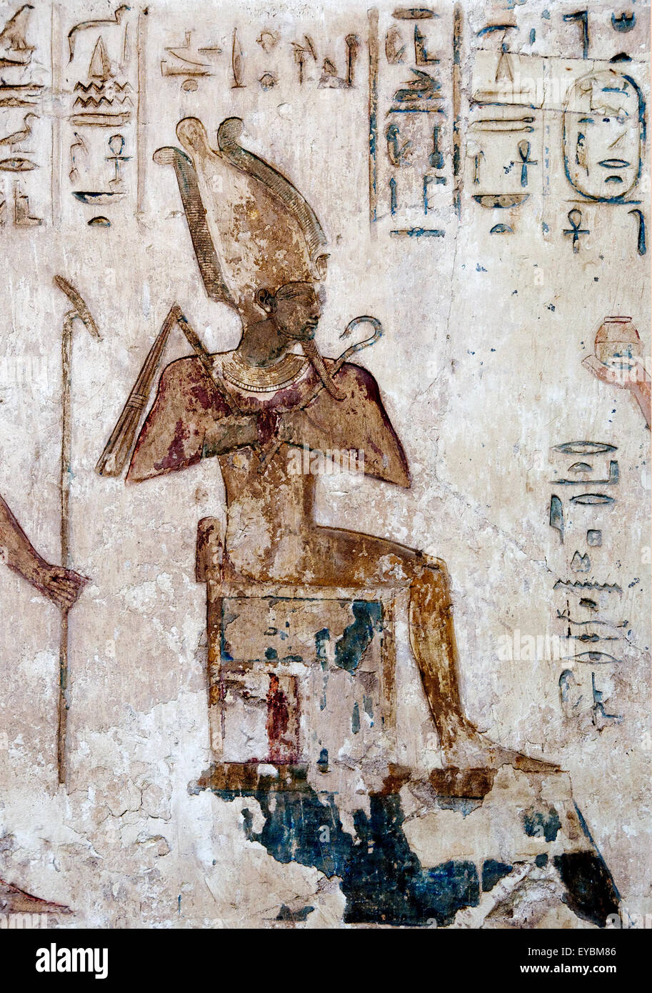 Luxor, Egypt, Tomb of Pabasa (TT279) at el-Asasif, necropolis of Nobles Tombs: the god Osiris. Stock Photo