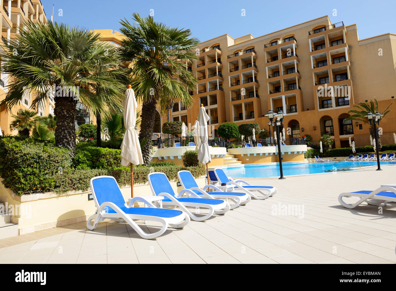 The swimming pool at luxury hotel, Malta Stock Photo Alamy