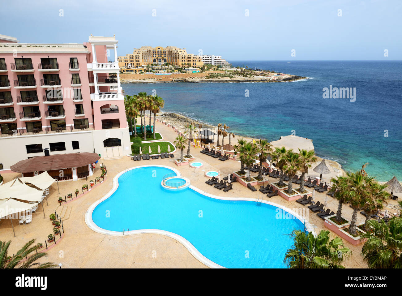 The swimming pool at luxury hotel, Malta Stock Photo Alamy