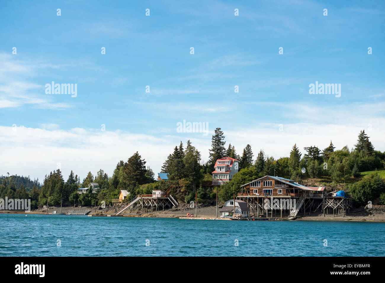 Houses at Halibut Cove, Kachemak Bay, Alaska, USA Stock Photo Alamy