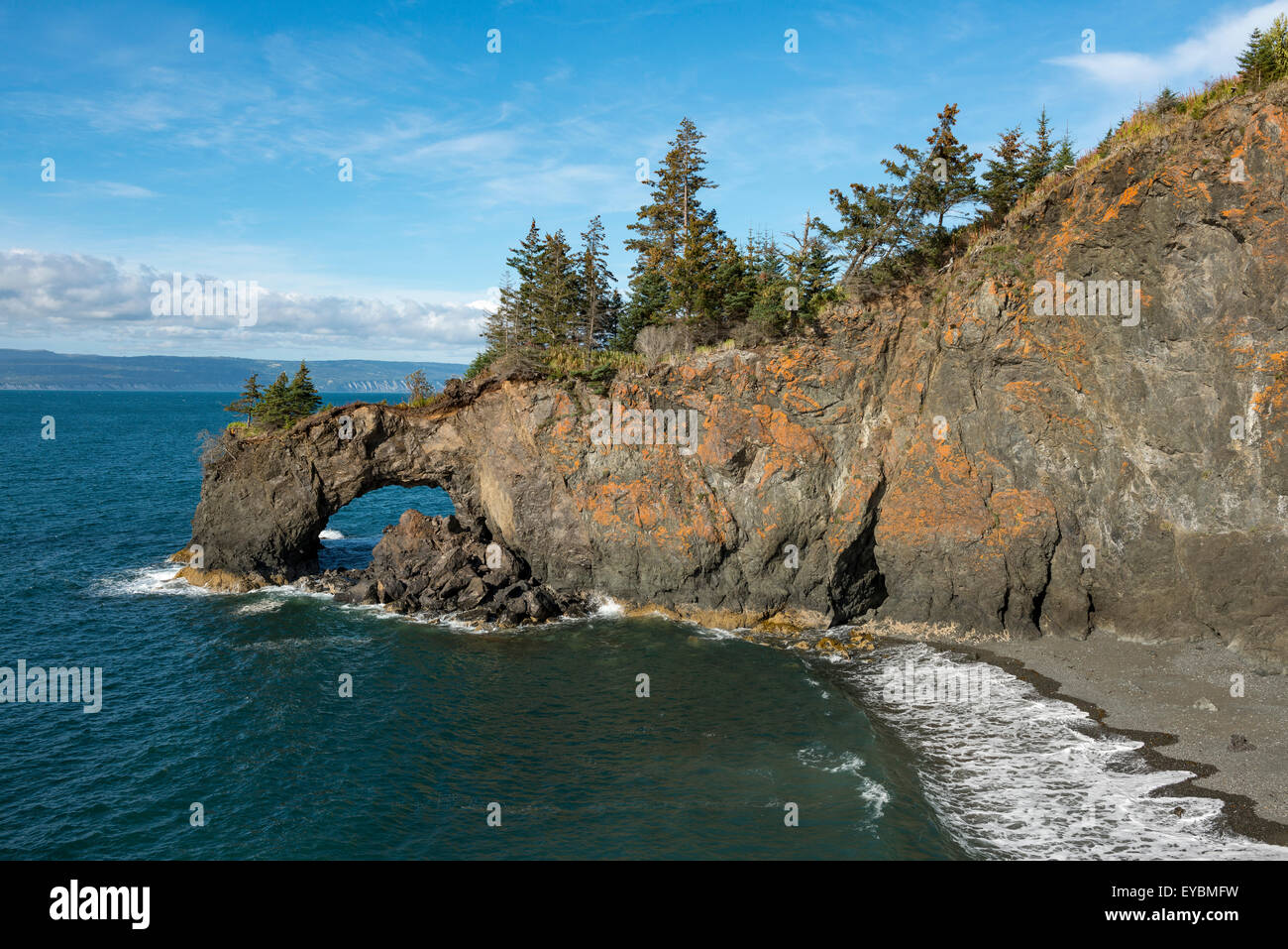The arch at the entrance to Halibut Cove, Kachemak Bay, Alaska Stock