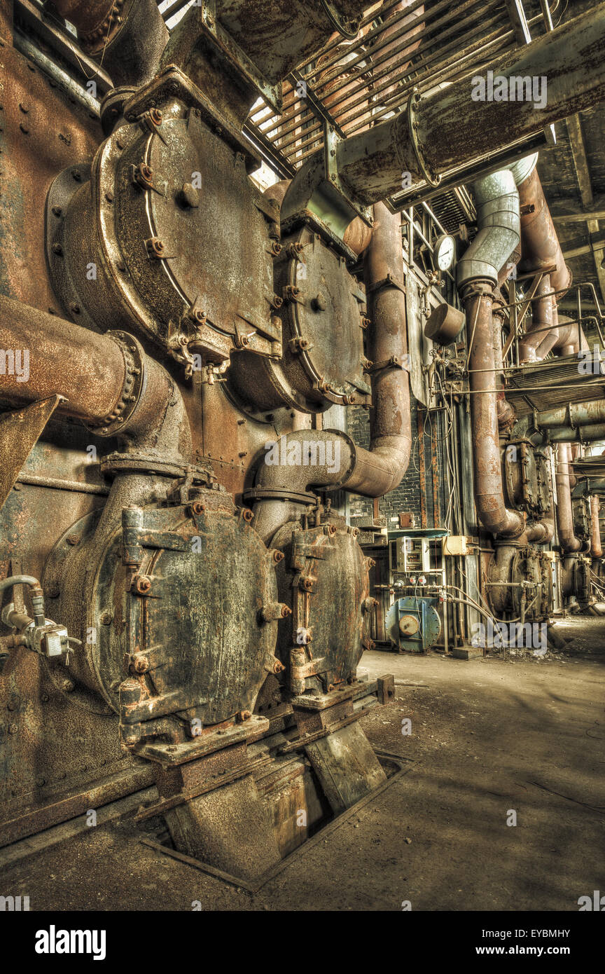 Decaying boiler room in an abandoned power plant Stock Photo Alamy