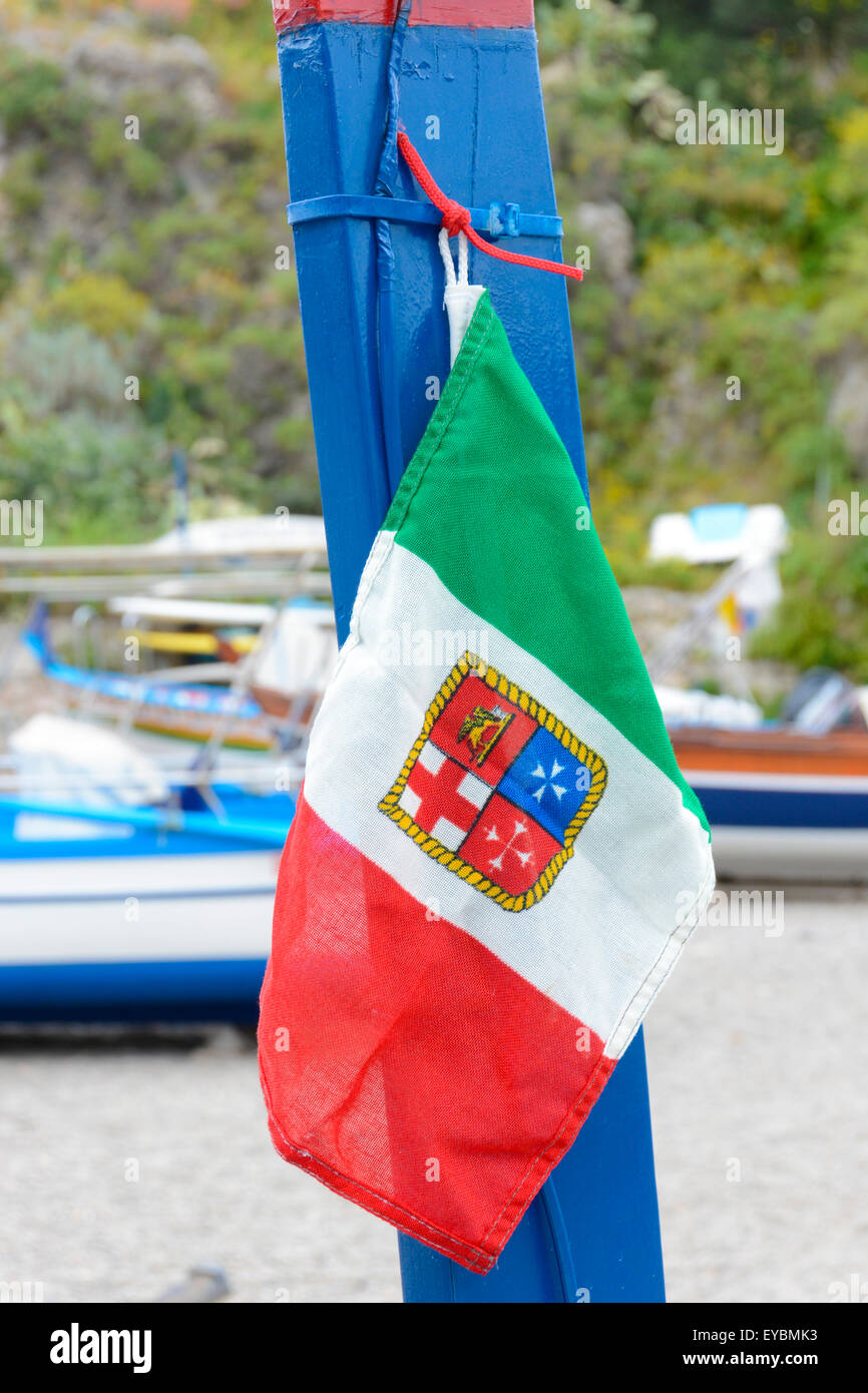 Civil Ensign of the four Maritime Repuplics of Italy flown in Taormina, Sicily, Italy Stock Photo
