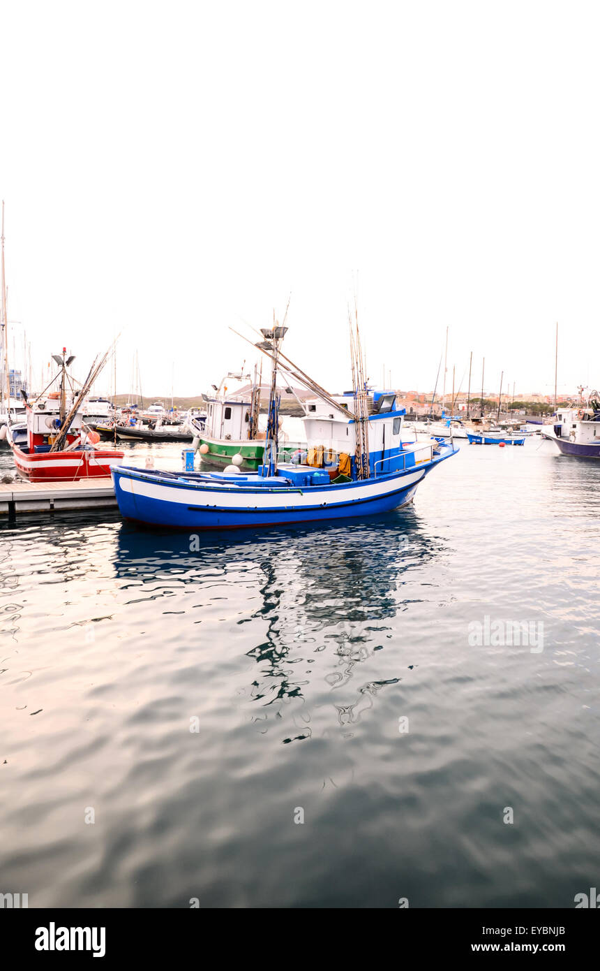 Blue Fishing Boat Stock Photo - Alamy