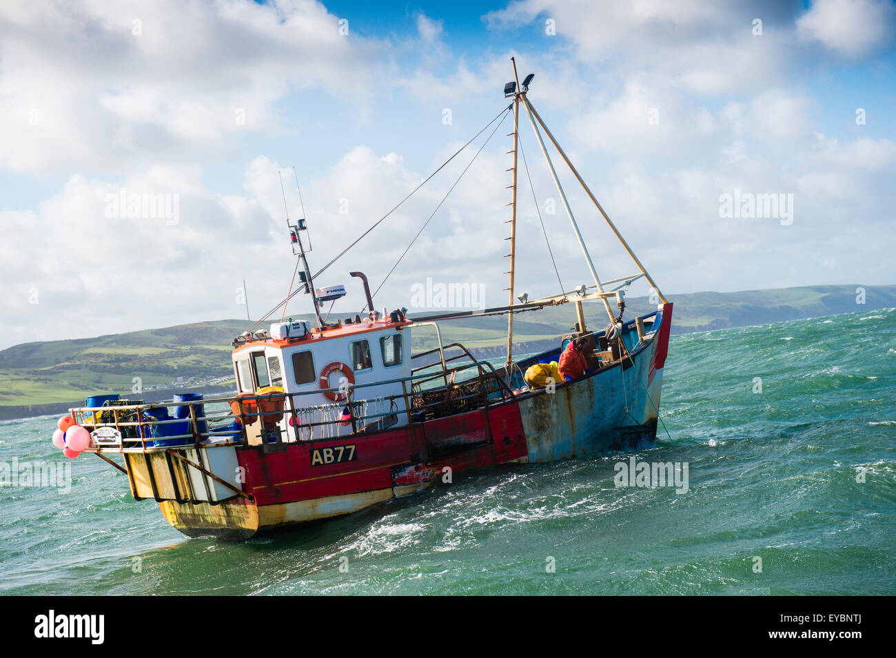 Inshore fishing in Cardigan Bay a small lobster and crab fishing boat