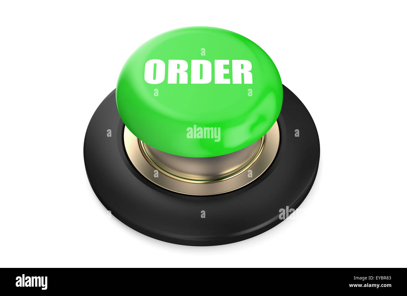 Order Green button isolated on white background Stock Photo