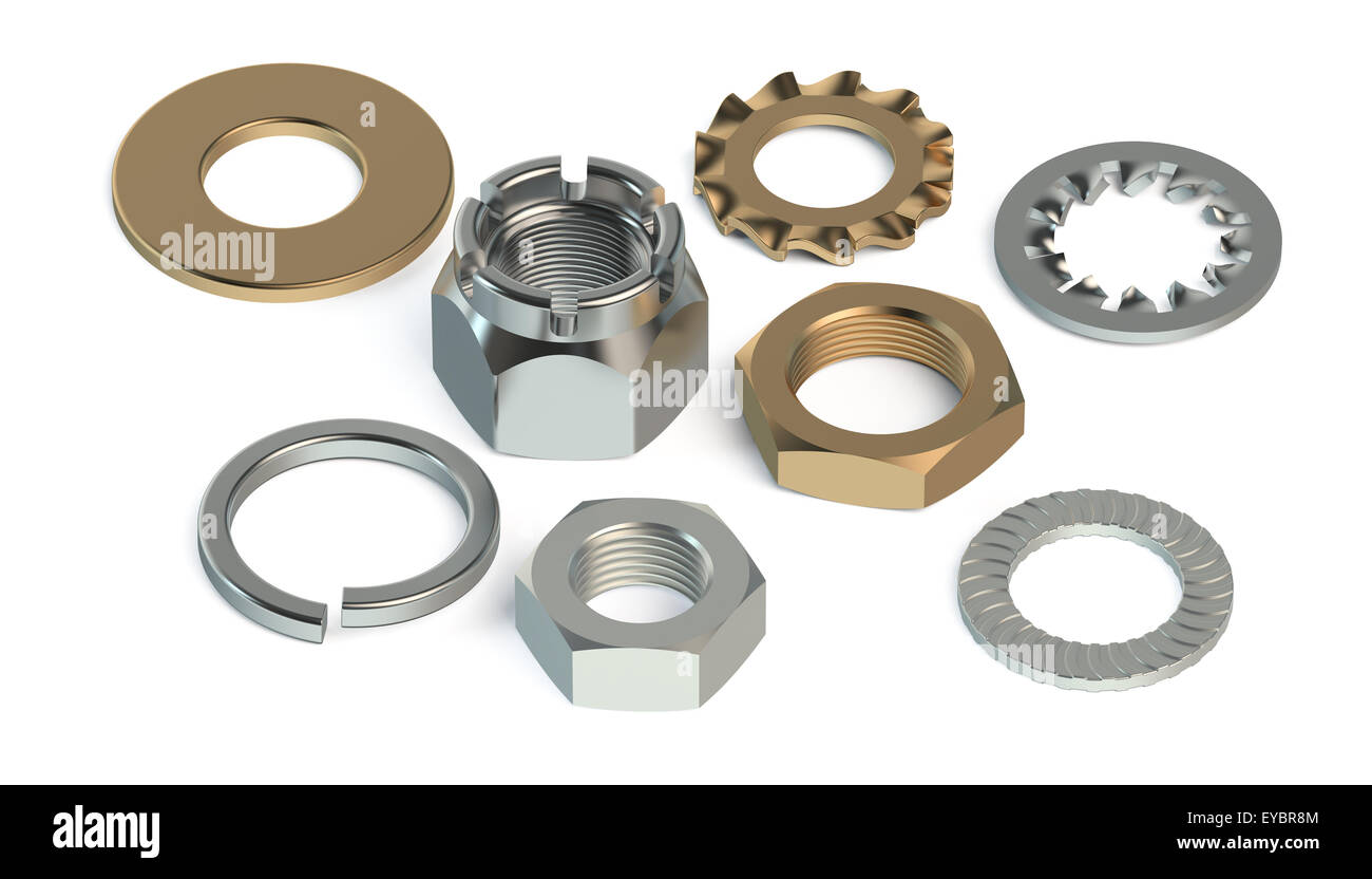 washers and nuts isolated on white background Stock Photo Alamy