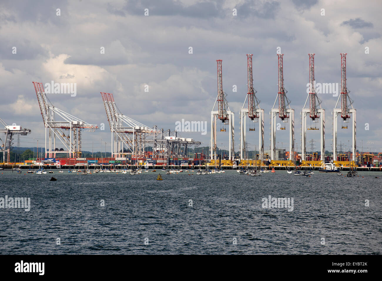 DPWorld container port Southampton UK. Cranes used to load and unload ...