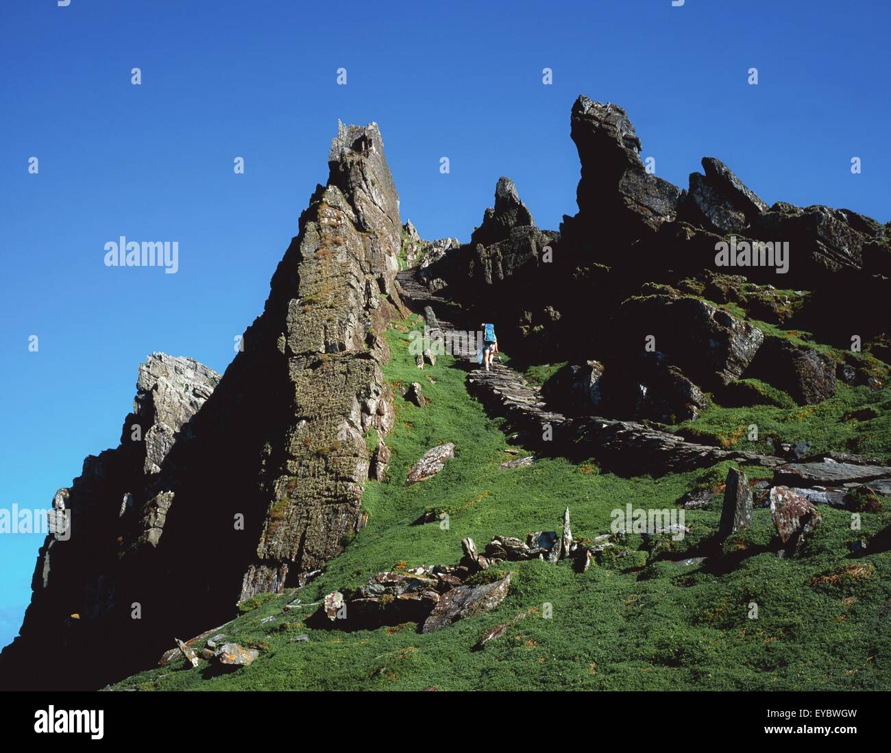 Great Skellig, Skellig Islands, County Kerry, Ireland; Craggy Island Summit And Site Of A Celtic Monastery Stock Photo