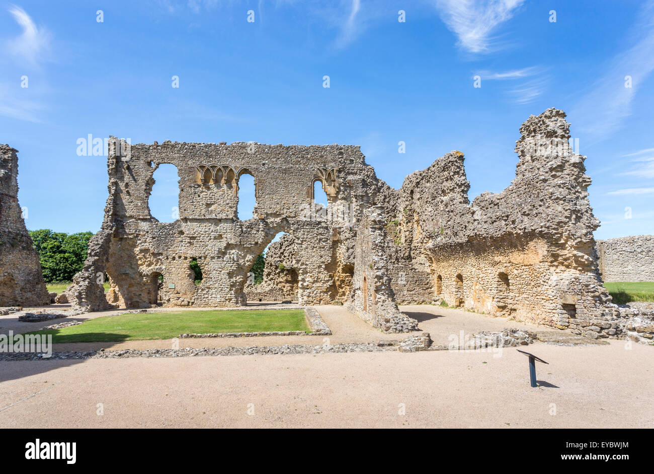 The Great Hall of Sherborne Old Castle, a 12th century palace, Sherborne, Dorset, UK in summer Stock Photo