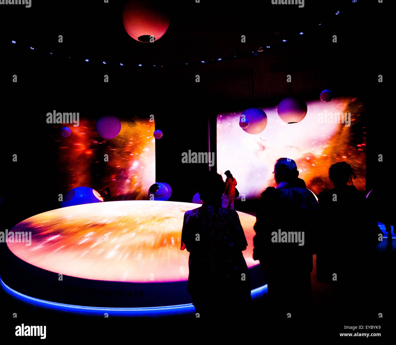 People at the CERN Visitor Centre in Geneva, Switzerland. CERN is the
