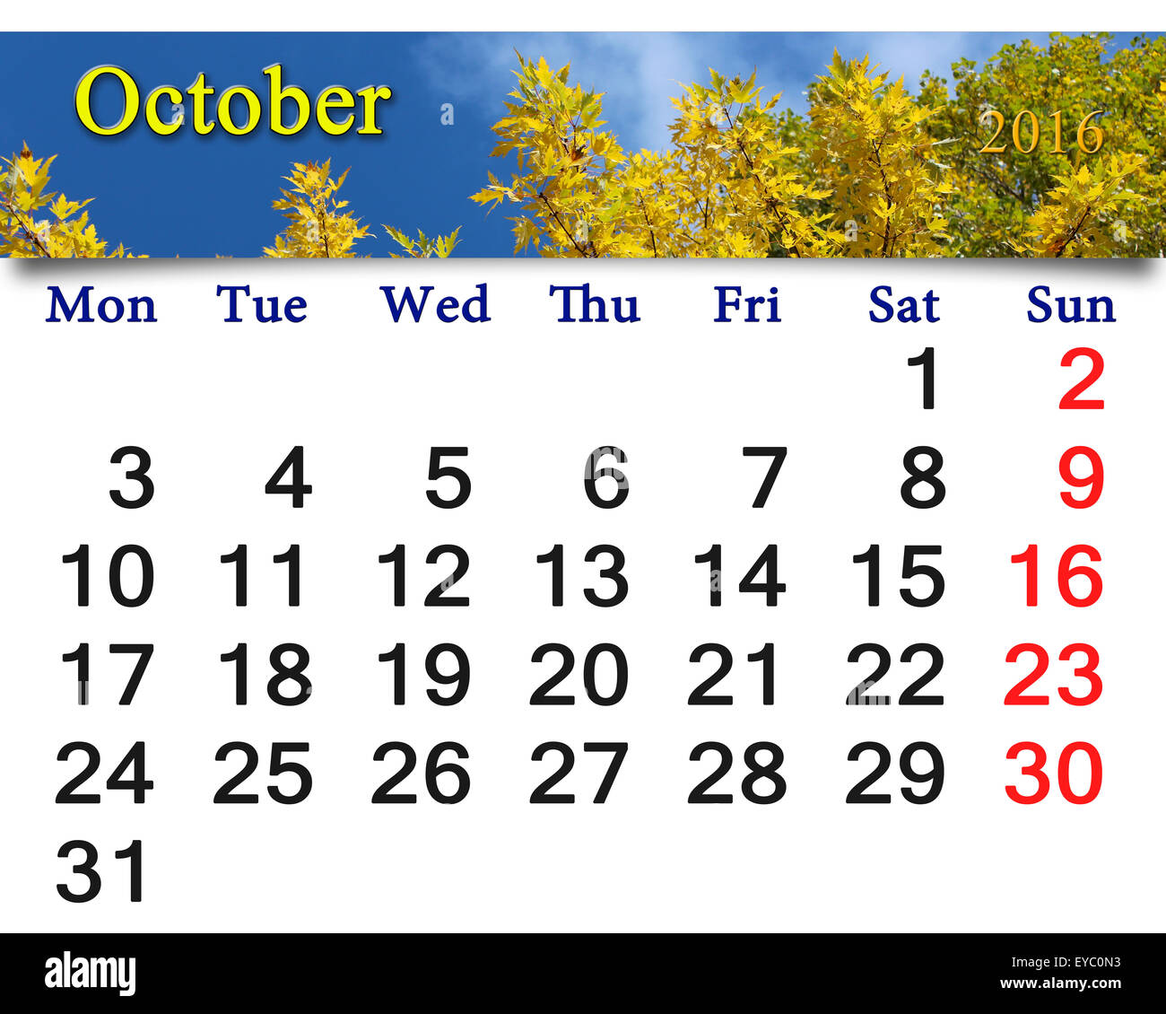 calendar-october-2016-hi-res-stock-photography-and-images-alamy