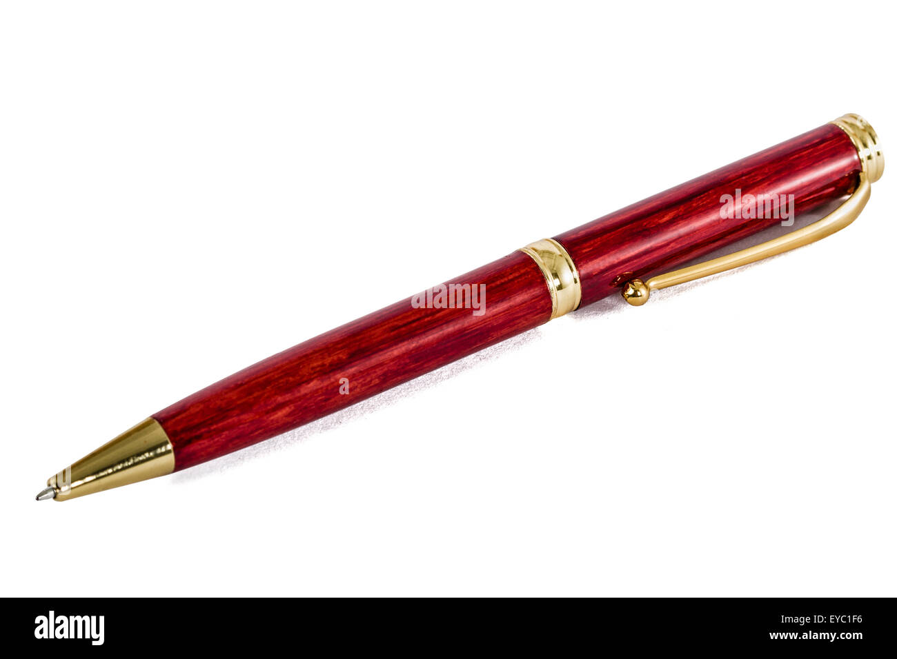 Red ballpoint pen, isolated on white, with clipping path Stock Photo
