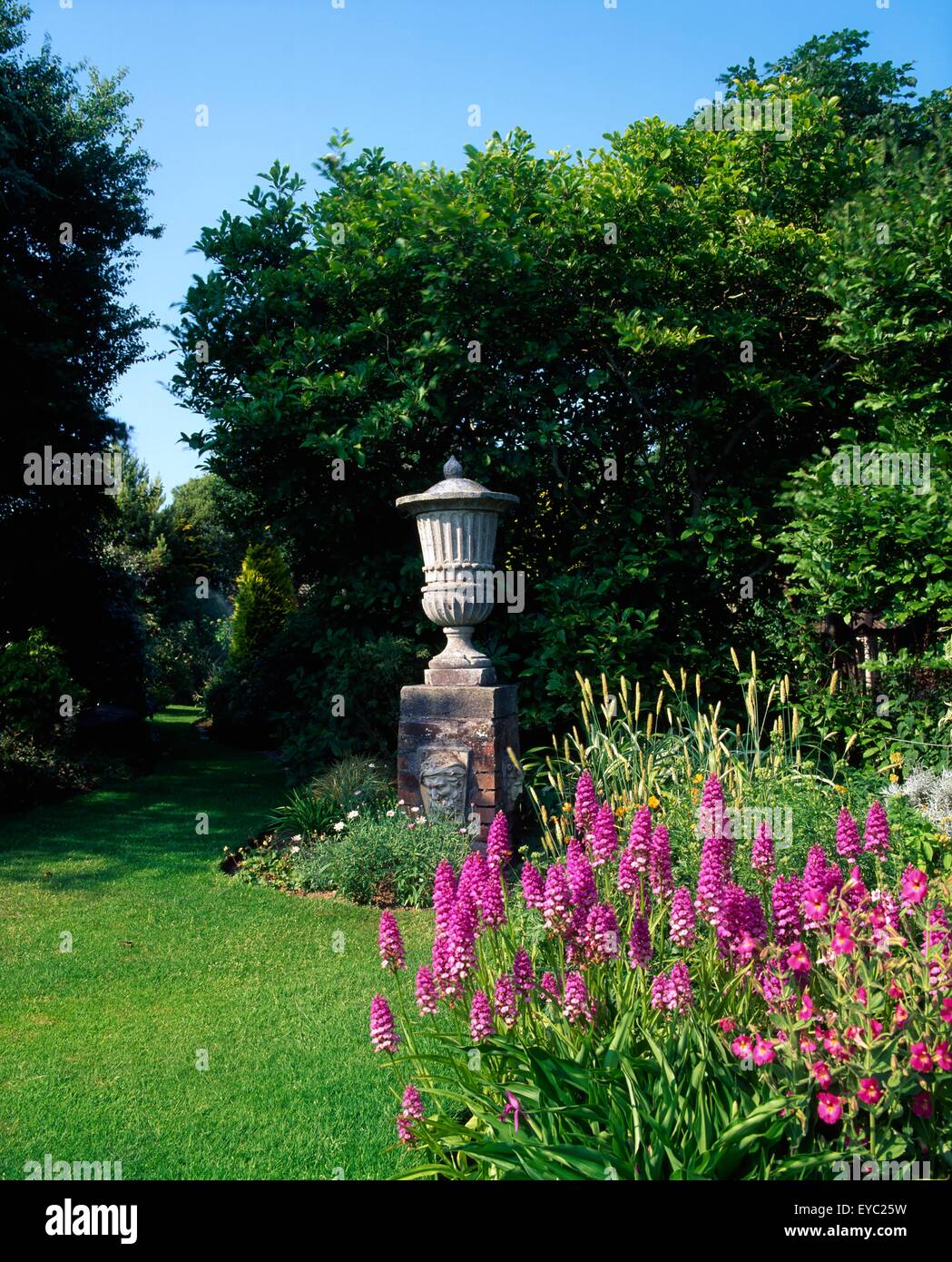Garden Urn And Diascia, Lakemount Garden, Co Cork, Ireland Stock Photo