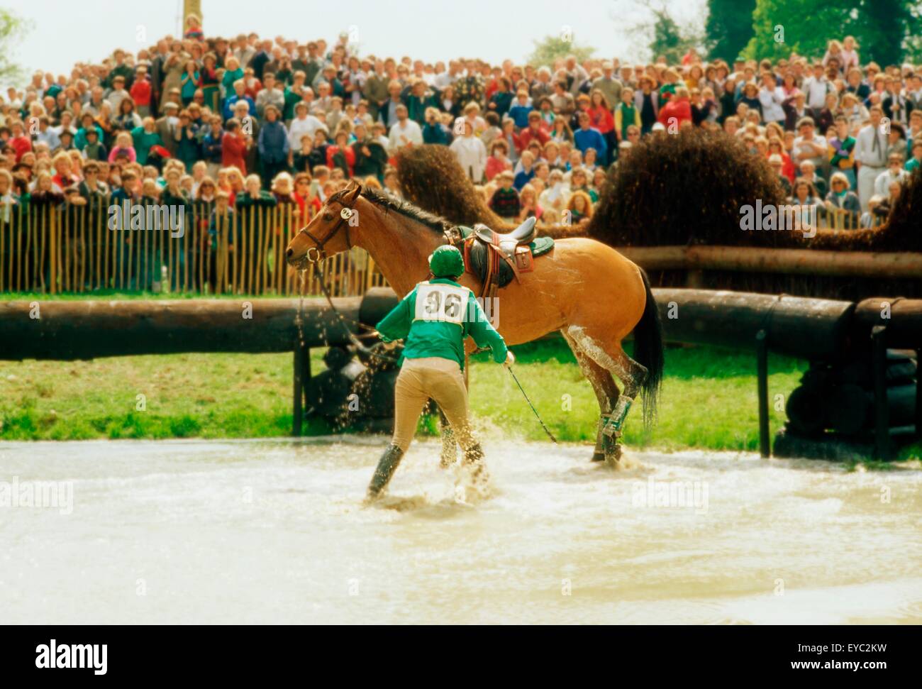 Three Day Event, Punchestown Racecourse, County Kildare, Ireland; Jockey Off Of His Horse Stock Photo