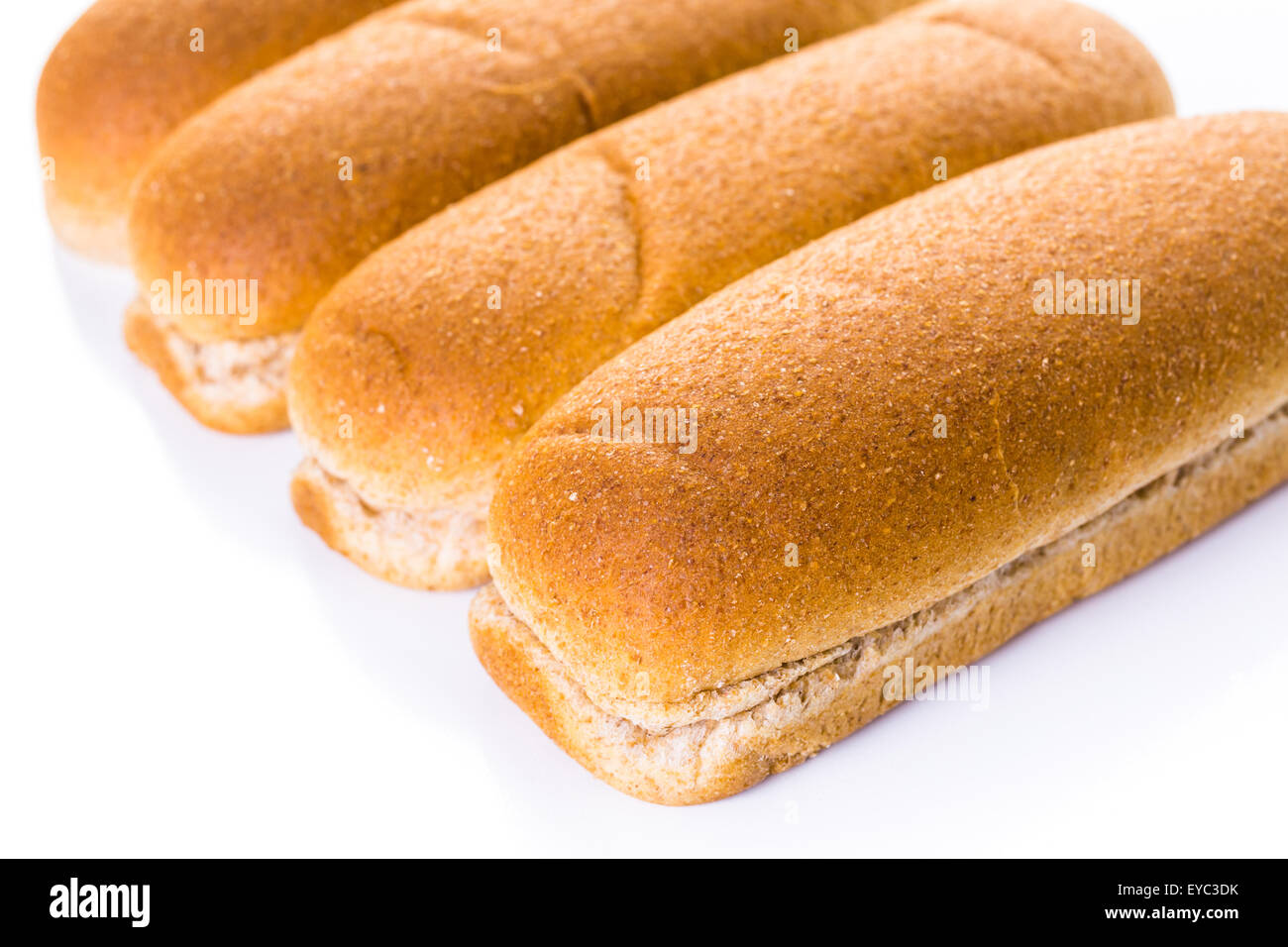 Freshly baked hot dog buns on a white background Stock Photo Alamy