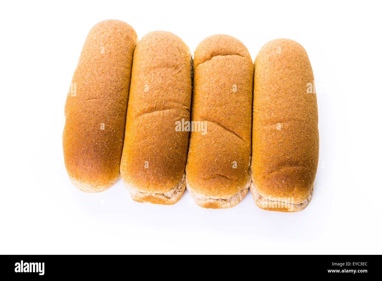 Freshly baked hot dog buns on a white background Stock Photo Alamy