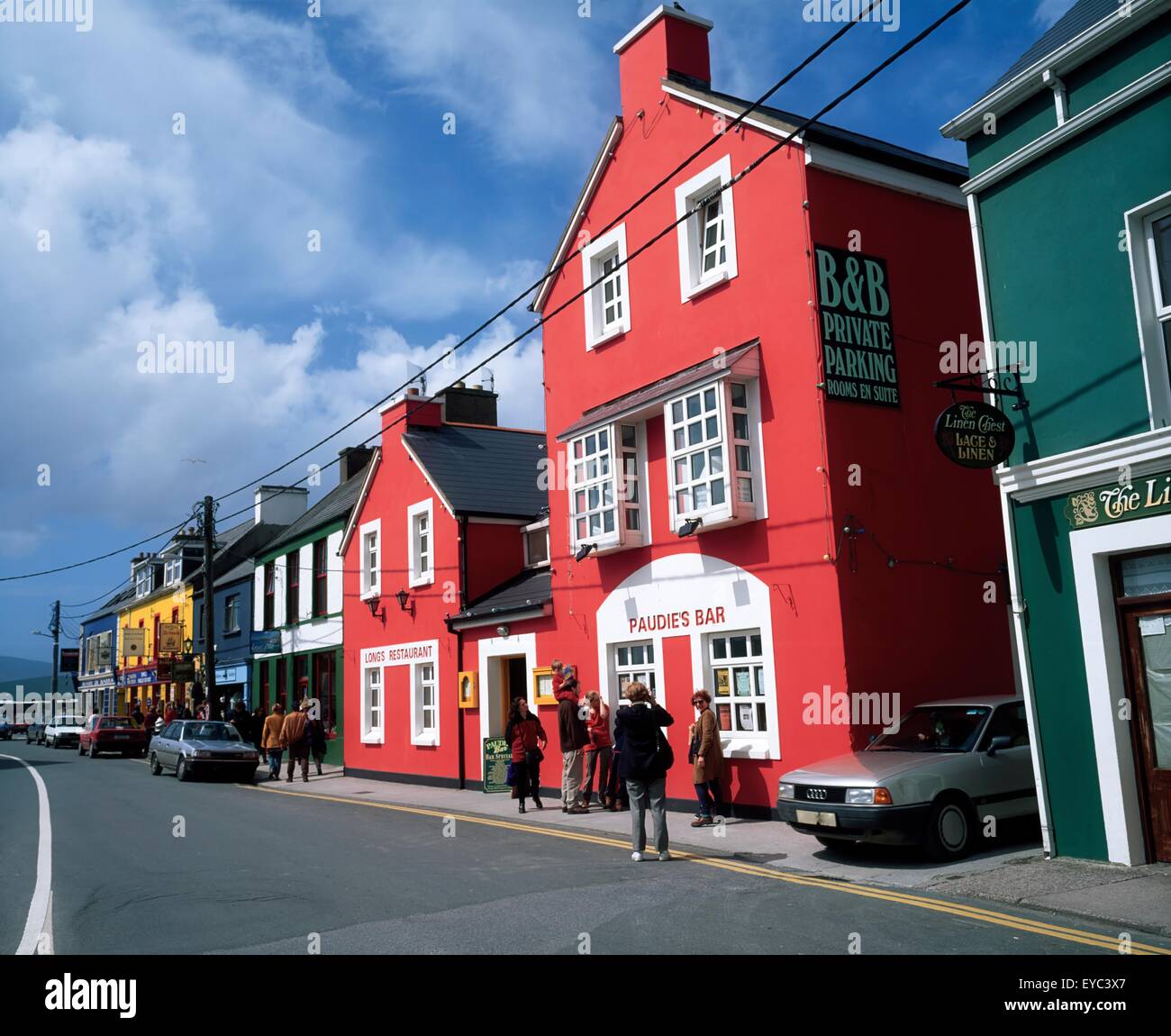 Dingle, Co Kerry, Ireland; Colorful Buildings In A Town Including A Bed And Breakfast With A Pub Stock Photo