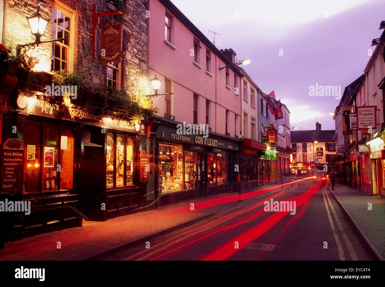 Plunkett Street, Killarney, County Kerry, Ireland; Streetscape With Taillights Stock Photo Alamy